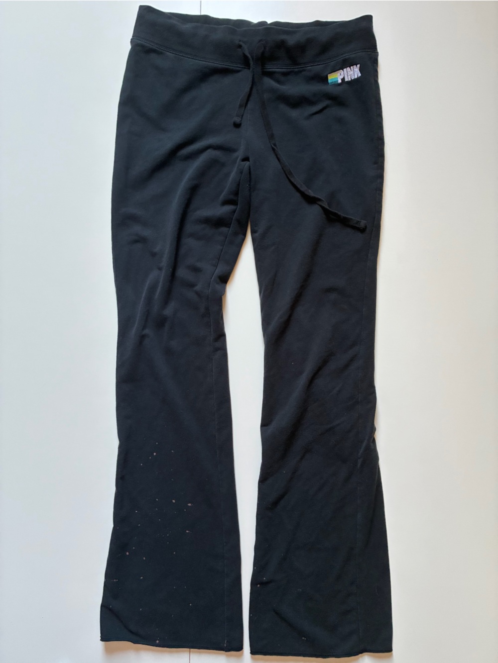 Y2K PINK Victoria's Secret Black Athletic Leggings - Medium - Bleached Stain